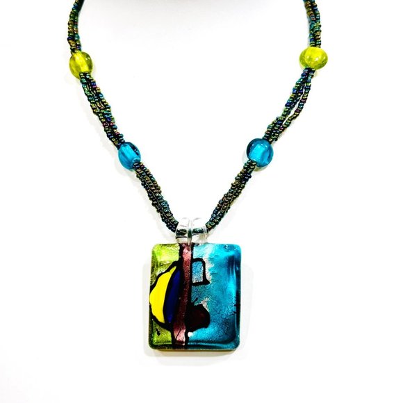 Art Glass One of a Kind Artisan Necklace - Picture 4 of 8